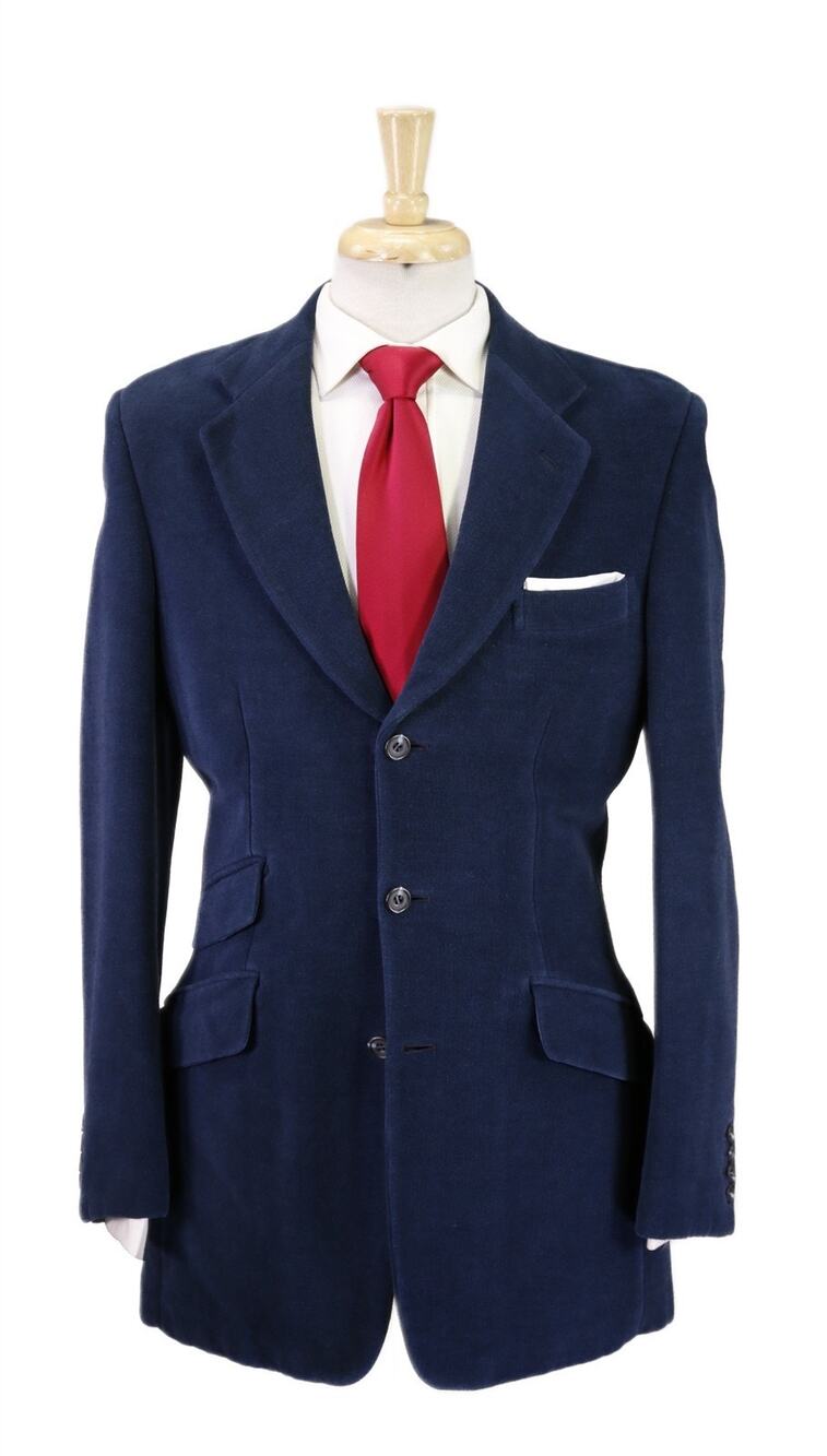 Richard James Navy Blue Velvet Terry 3-Btn Cotton Suit 38R